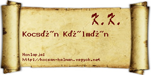 Kocsán Kálmán névjegykártya